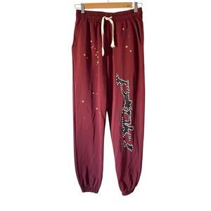 Sp5der Maroon Burgundy V2 Sweatpants Mens size small